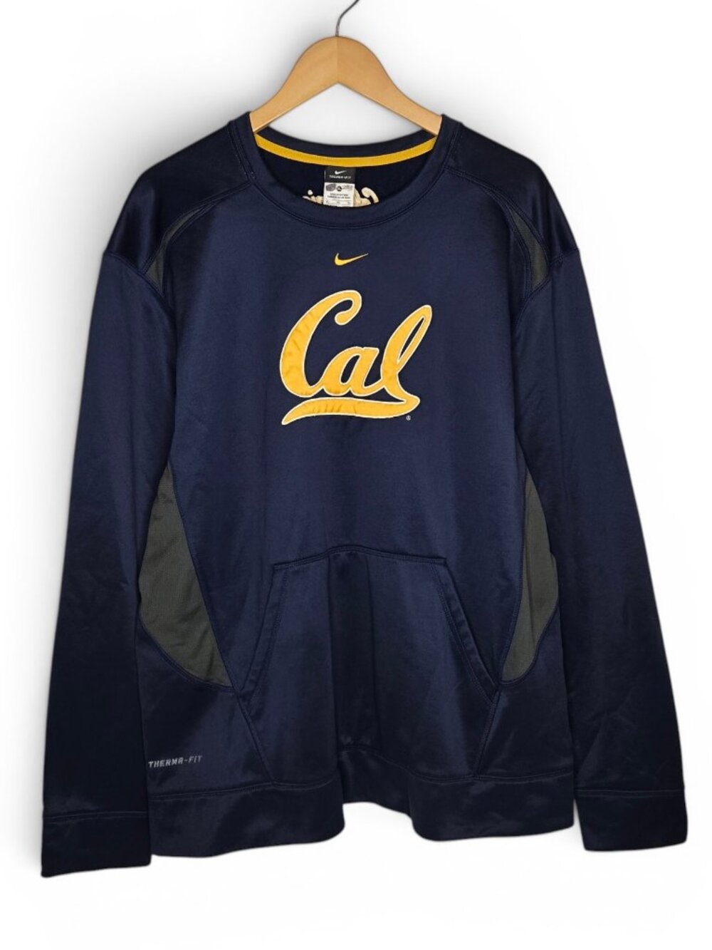 Nike Mens Cal Bears Therma Fit Pullover Sweater Navy Yellow Long Sleeve XL